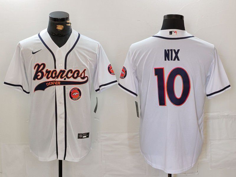 Men Denver Broncos #10 Nix White Joint Name 2024 Nike Limited NFL Jersey style 3->memphis grizzlies->NBA Jersey